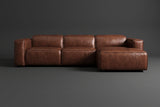 Emery Distressed Italian Aniline Leather Recliner Sectional Sofa
