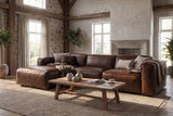 Emery Distressed Italian Aniline Leather Recliner Sectional Sofa