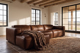Emery Distressed Italian Aniline Leather Recliner Sectional Sofa