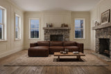 Emery Distressed Italian Aniline Leather Recliner Sectional Sofa