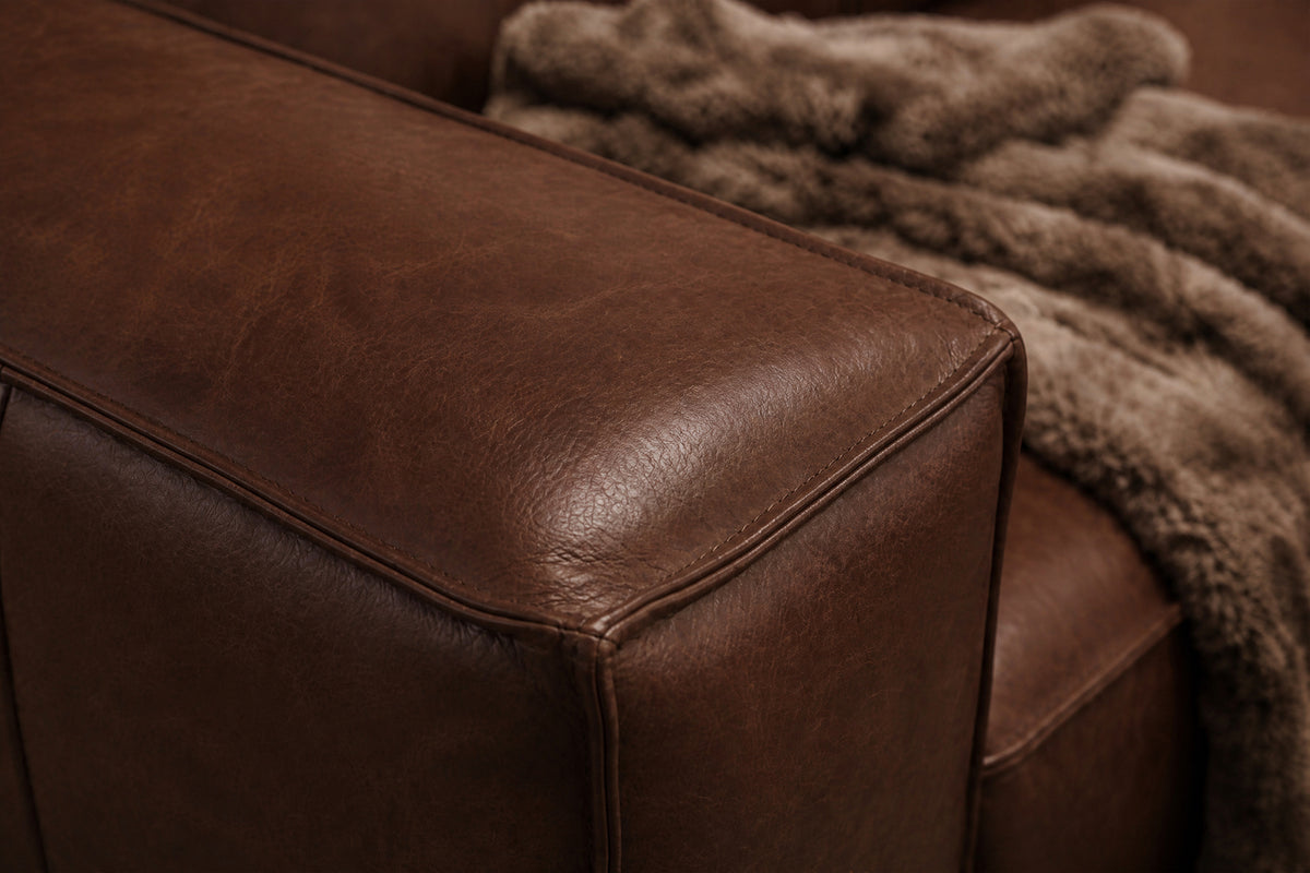 Emery Distressed Italian Aniline Leather Recliner Sectional Sofa