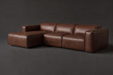 Emery Distressed Italian Aniline Leather Recliner Sectional Sofa