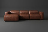 Emery Distressed Italian Aniline Leather Recliner Sectional Sofa