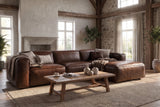 Emery Distressed Italian Aniline Leather Recliner Sectional Sofa
