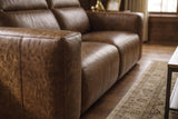 Emery dual Recliner Sofa in distressed Italian aniline leather
