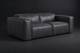 Emery Distressed Italian Aniline Leather Dual Recliner Sofa