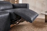 Emery Distressed Italian Aniline Leather Dual Recliner Sofa