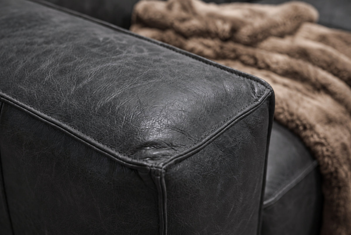Emery Distressed Italian Aniline Leather Dual Recliner Sofa