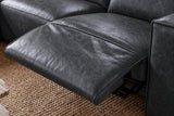 Emery Distressed Italian Aniline Leather Dual Recliner Sofa