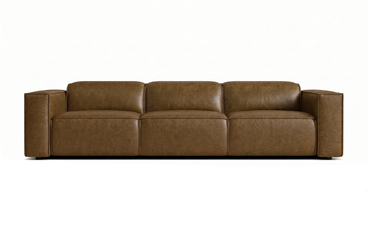 Emery dual Recliner Sofa in distressed Italian aniline leather