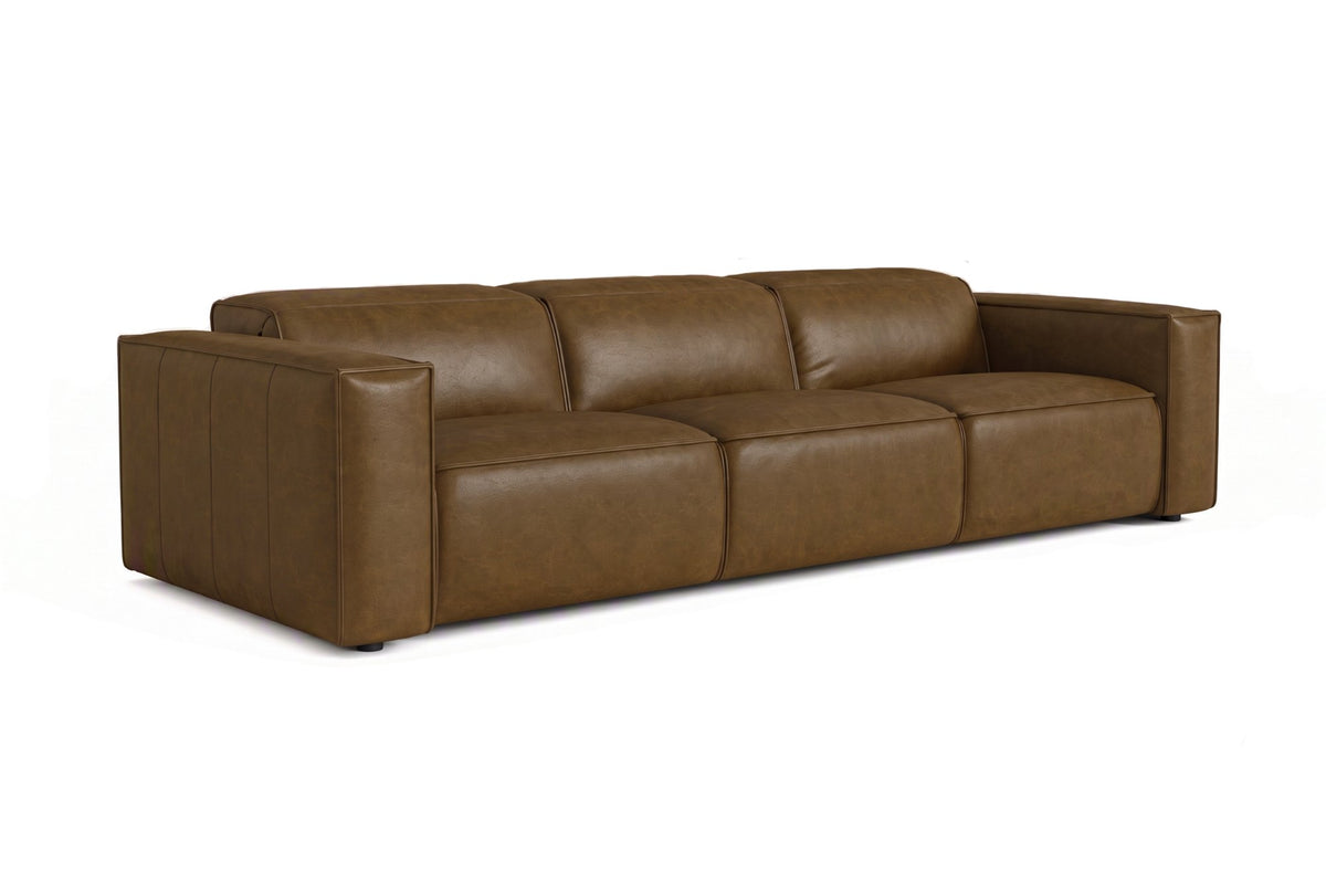 Emery dual Recliner Sofa in distressed Italian aniline leather
