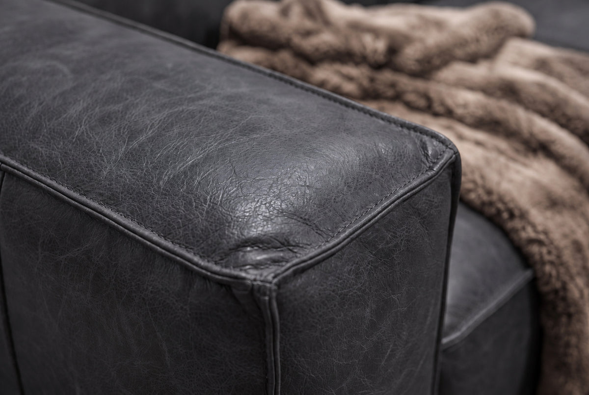 Emery Distressed Italian Aniline Leather Dual Recliner Sofa