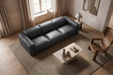 Emery Distressed Italian Aniline Leather Dual Recliner Sofa