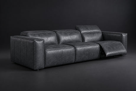 Emery Distressed Italian Aniline Leather Dual Recliner Sofa