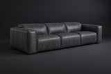 Emery Distressed Italian Aniline Leather Dual Recliner Sofa
