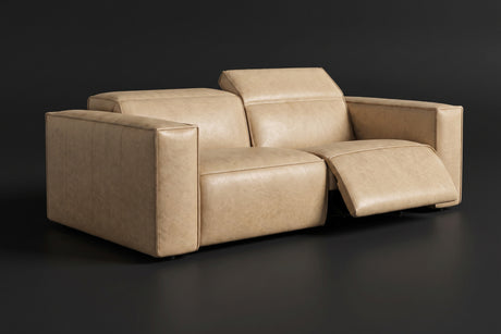 Emery Distressed Italian Aniline Leather Dual Recliner Sofa
