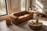 Emery Distressed Italian Aniline Leather Dual Recliner Sofa