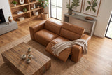 Emery Distressed Italian Aniline Leather Dual Recliner Sofa