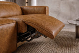 Emery Distressed Italian Aniline Leather Dual Recliner Sofa