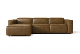 Emery recliner Sectional in distressed Italian aniline leather