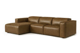 Emery recliner Sectional in distressed Italian aniline leather