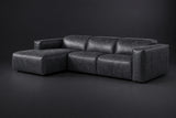 Emery Distressed Italian Aniline Leather Recliner Sectional Sofa
