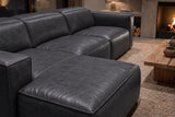 Emery Distressed Italian Aniline Leather Recliner Sectional Sofa