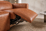 Emery Distressed Italian Aniline Leather Dual Recliner Sofa