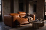 Emery Distressed Italian Aniline Leather Dual Recliner Sofa