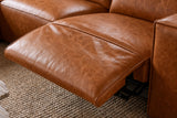 Emery Distressed Italian Aniline Leather Dual Recliner Sofa