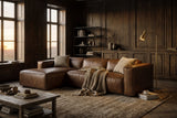 Emery recliner Sectional in distressed Italian aniline leather