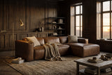 Emery recliner Sectional in distressed Italian aniline leather