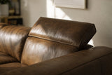 Emery recliner Sectional in distressed Italian aniline leather