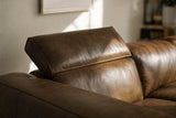 Emery recliner Sectional in distressed Italian aniline leather
