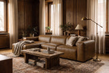 Emery recliner Sectional in distressed Italian aniline leather
