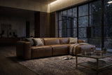 Emery recliner Sectional in distressed Italian aniline leather