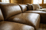 Emery recliner Sectional in distressed Italian aniline leather