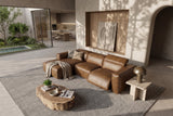 Emery recliner Sectional in distressed Italian aniline leather