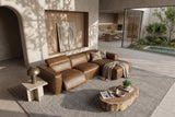 Emery recliner Sectional in distressed Italian aniline leather