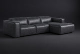 Emery Distressed Italian Aniline Leather Recliner Sectional Sofa