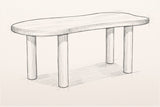 Pencil sketch of the Erbusco dining table, three-quarter view from above