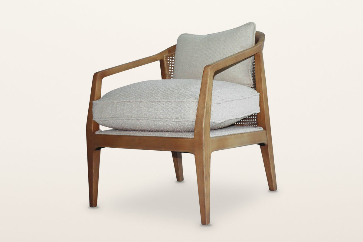 Esanatoglia cane back ash accent chair with Sand Boucle cushions