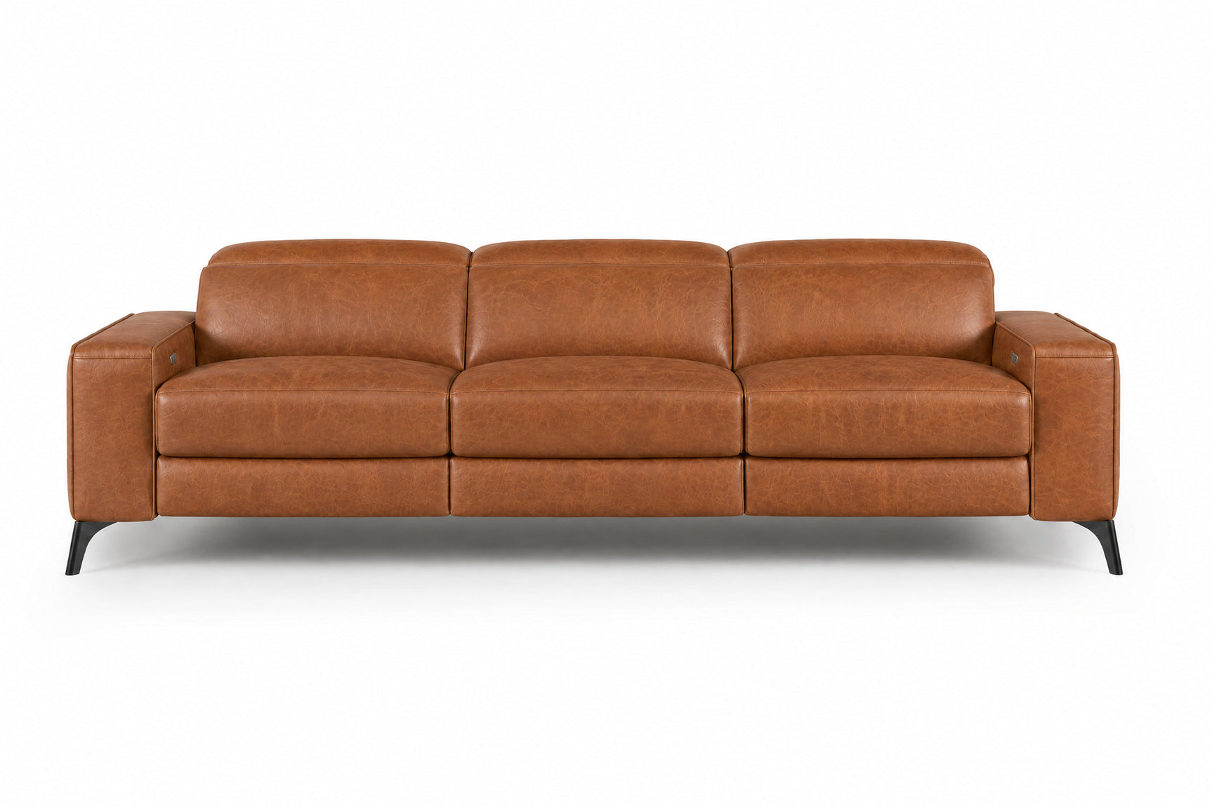 Esther Distressed Italian Aniline Leather Power Dual Recliner Sofa
