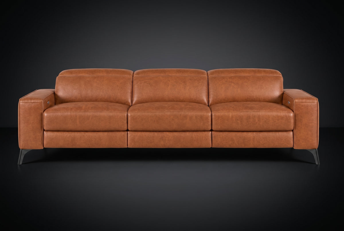 Esther Distressed Italian Aniline Leather Power Dual Recliner Sofa