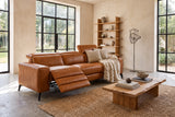 Esther Distressed Italian Aniline Leather Power Dual Recliner Sofa