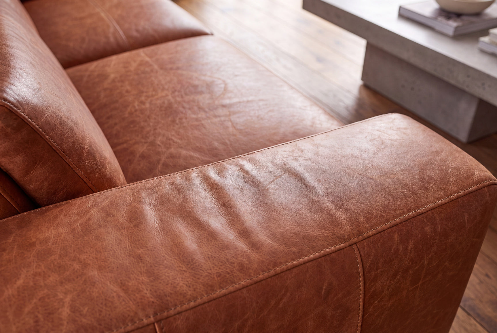 Esther Distressed Italian Aniline Leather Power Dual Recliner Sofa