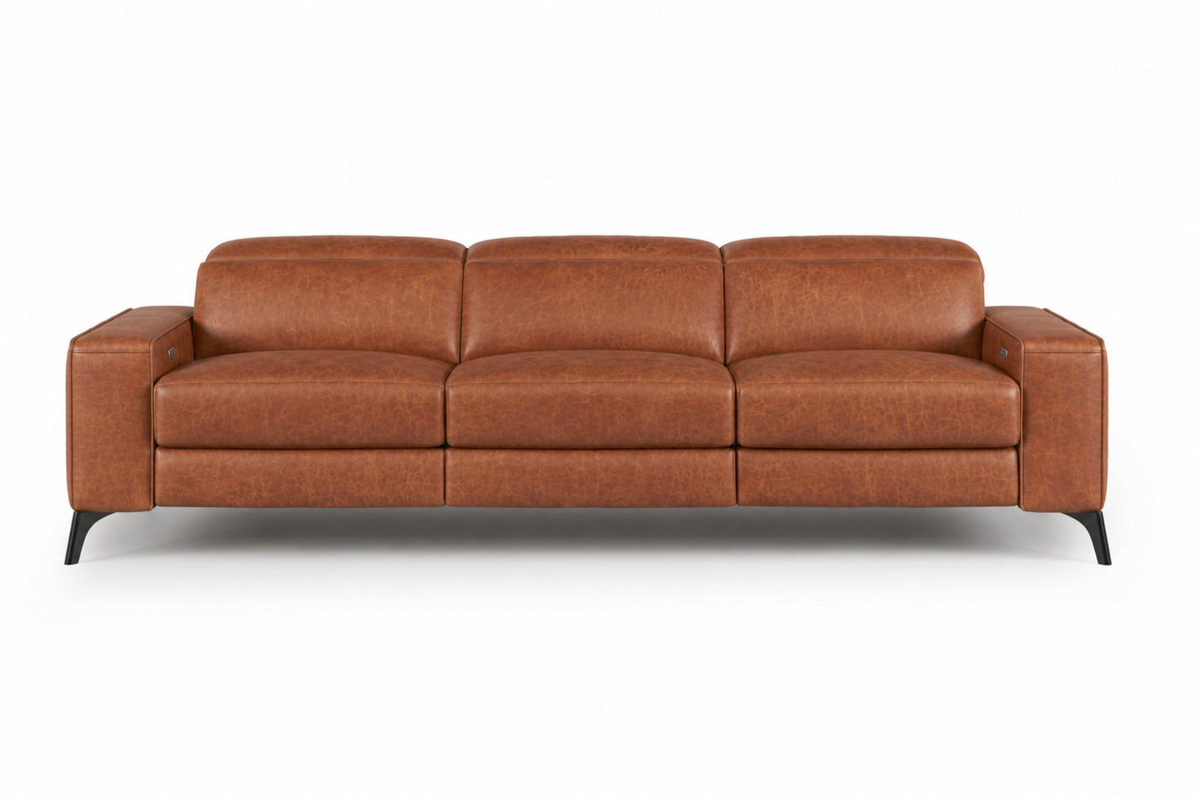 Esther Distressed Italian Aniline Leather Power Dual Recliner Sofa