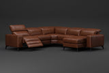 Esther Distressed Italian Aniline Leather Corner Recliner Sectional Sofa