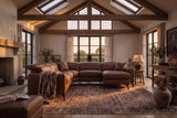 Esther Distressed Italian Aniline Leather Corner Recliner Sectional Sofa