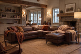 Esther Distressed Italian Aniline Leather Corner Recliner Sectional Sofa